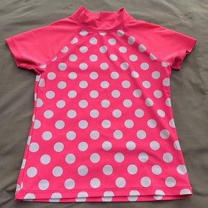 Xhiliration - Medium, Pink Polka Dot Rash Guard
